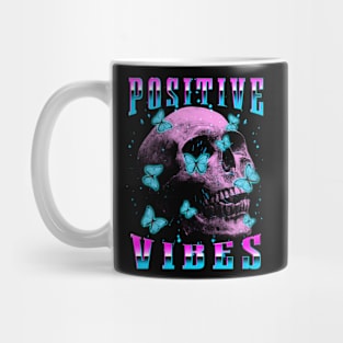 positive vibes - skull and butterflies Mug